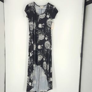 Majora Size M Black Floral High Low T-Shirt Dress